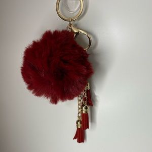 Pom Pom Keychain Red